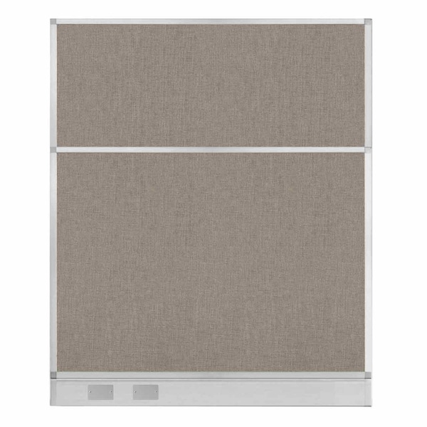 Hush Panel Configurable Cubicle Partition 5' x 6' Warm Pebble Fabric W/ Cable Channel
